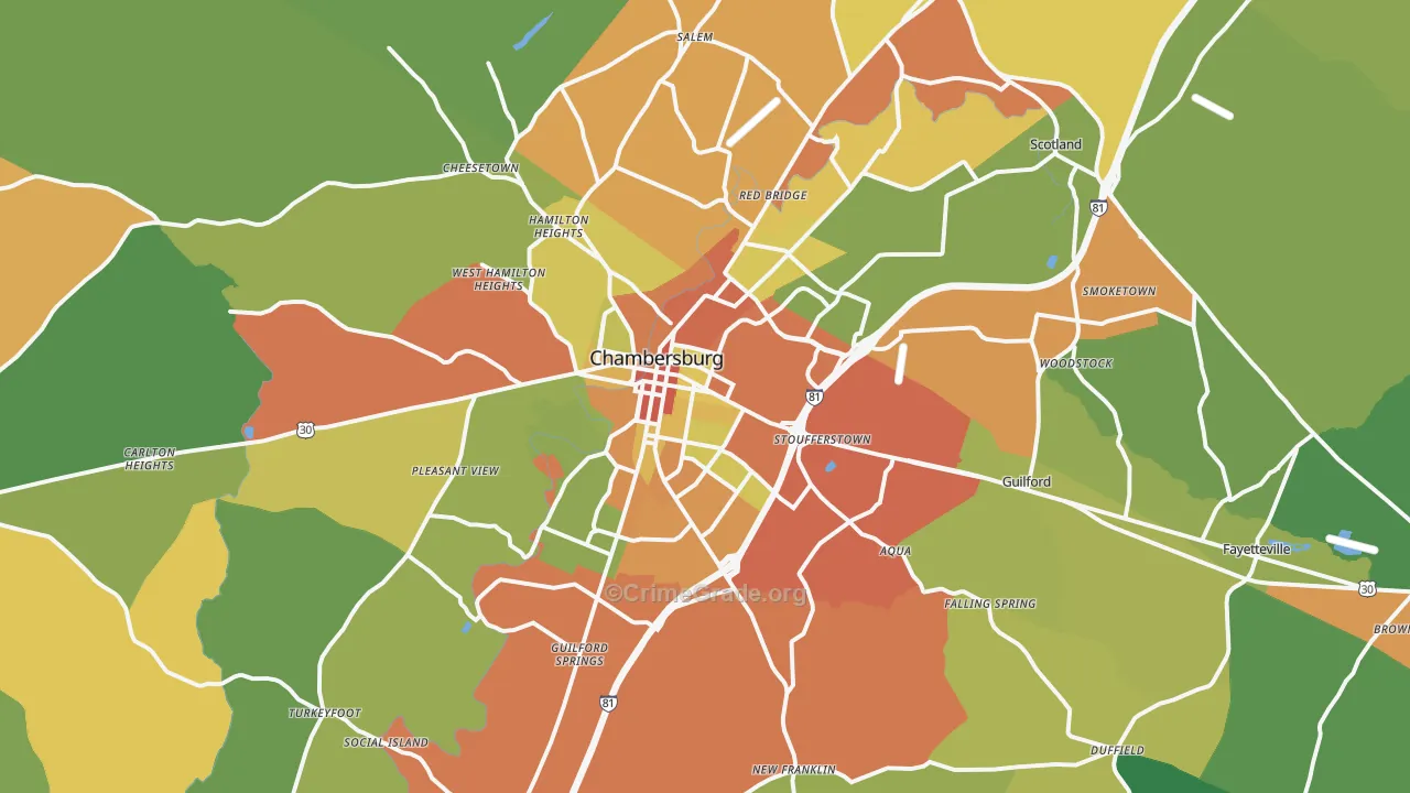 Chambersburg, PA Map of Drug-Related Crime Rates