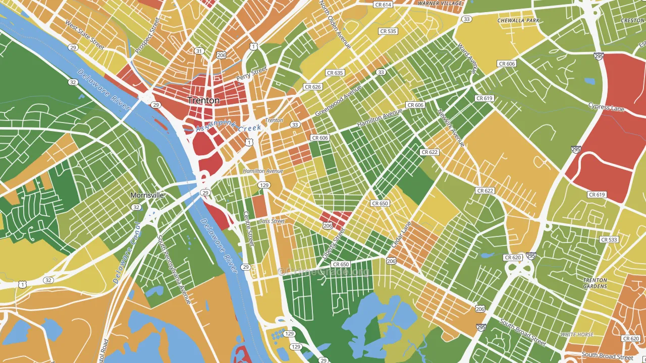 Chambersburg, Trenton, NJ Map of Drug-Related Crime Rates