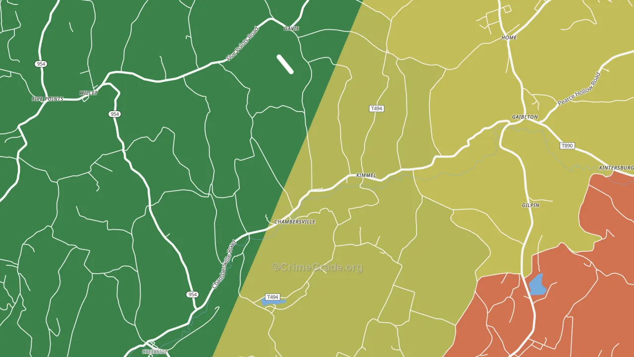 Chambersville, PA Map of Drug-Related Crime Rates