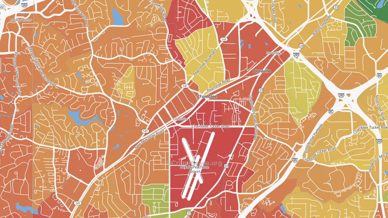 Chamblee, GA Map of Drug-Related Crime Rates