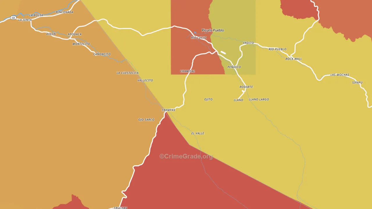 Chamisal, NM Map of Drug-Related Crime Rates