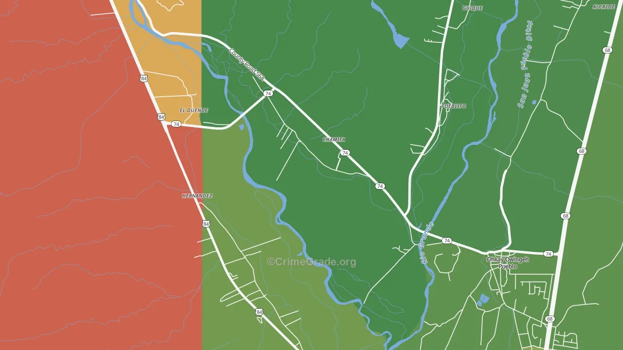 Chamita, NM Map of Drug-Related Crime Rates