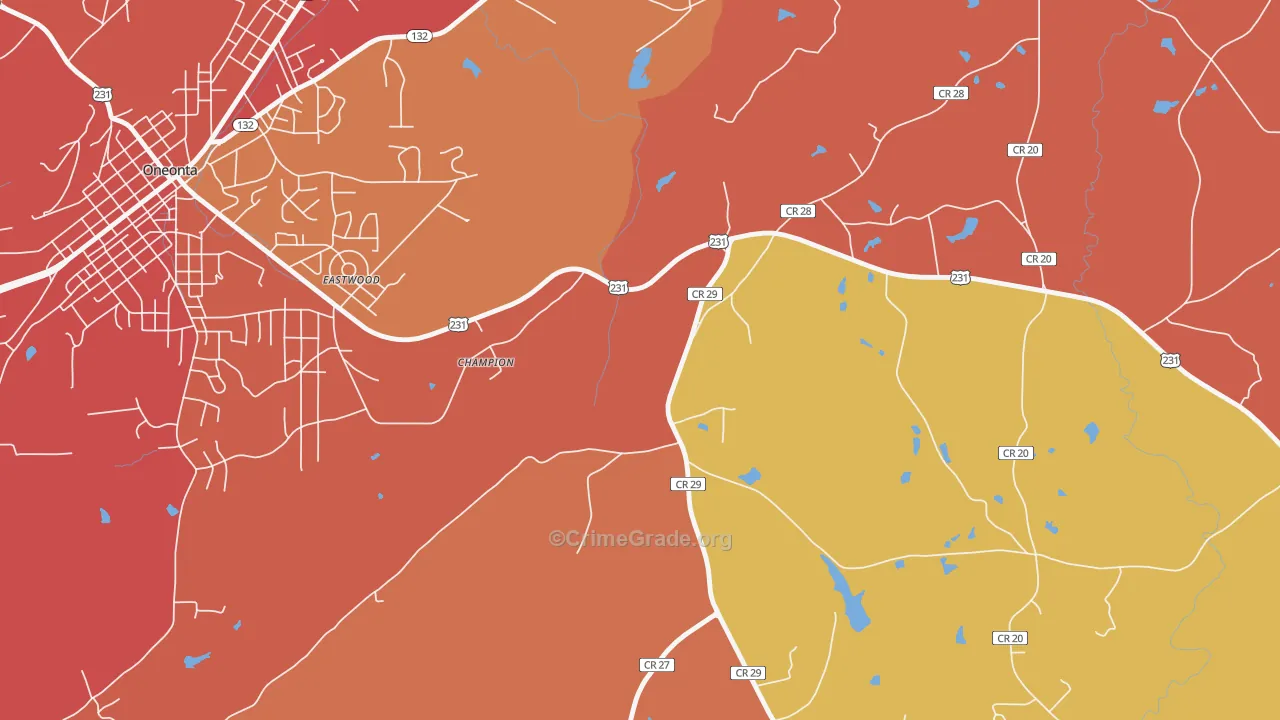 Champion, AL Map of Drug-Related Crime Rates