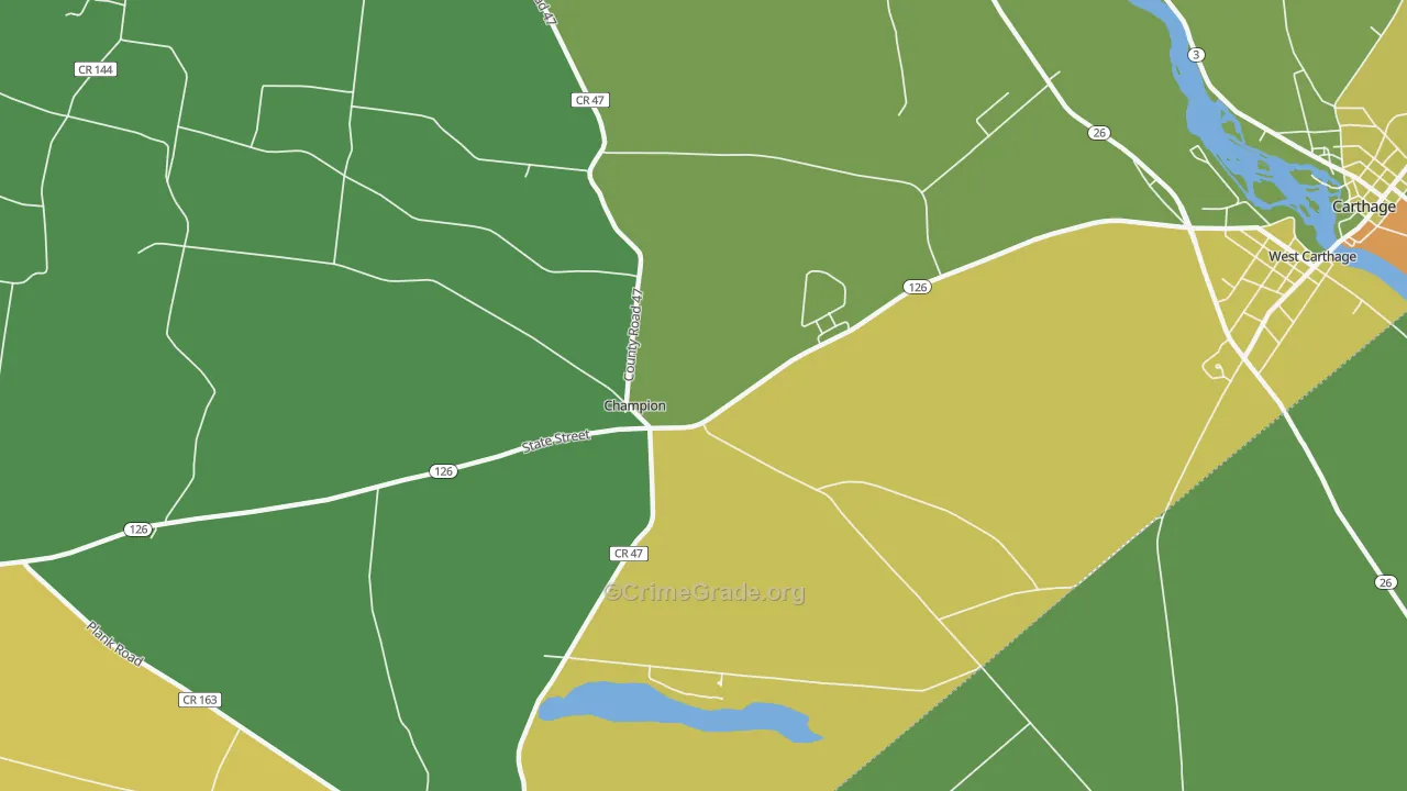 Champion, NY Map of Drug-Related Crime Rates