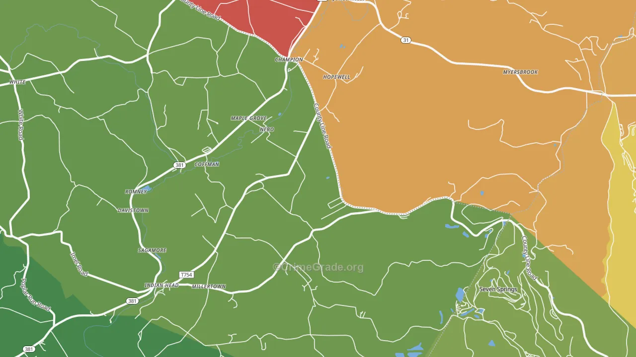 Champion, PA Map of Drug-Related Crime Rates