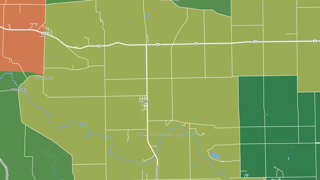 Chana, IL Map of Drug-Related Crime Rates