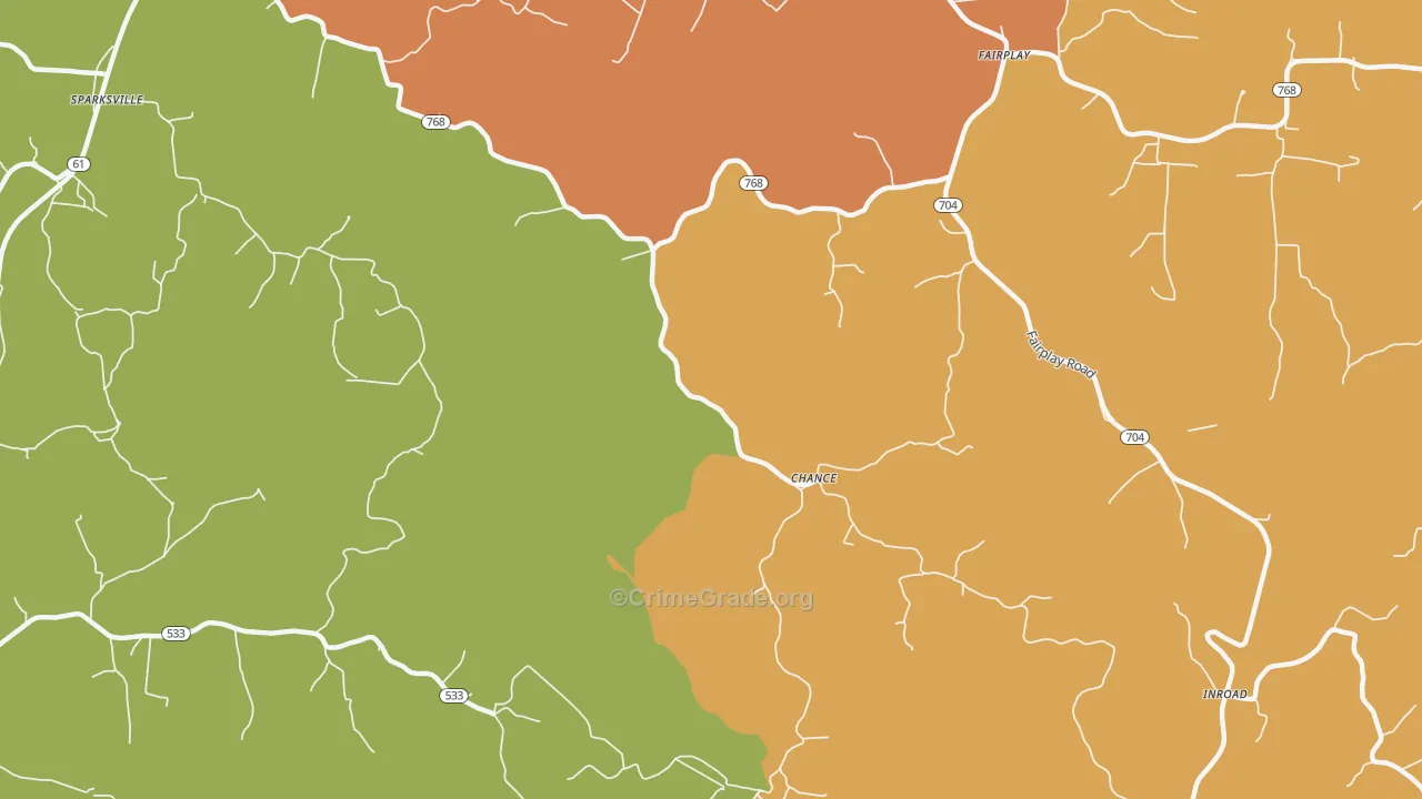 Chance, KY Map of Drug-Related Crime Rates