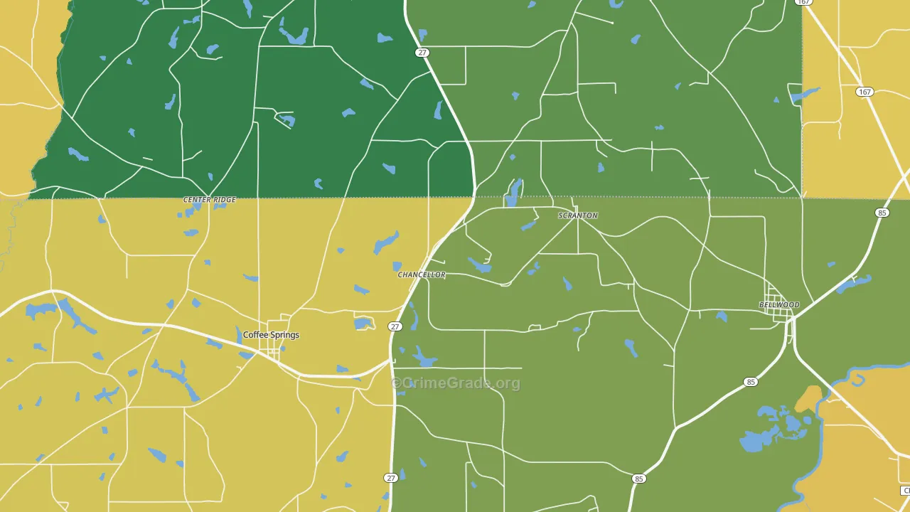 Chancellor, AL Map of Drug-Related Crime Rates