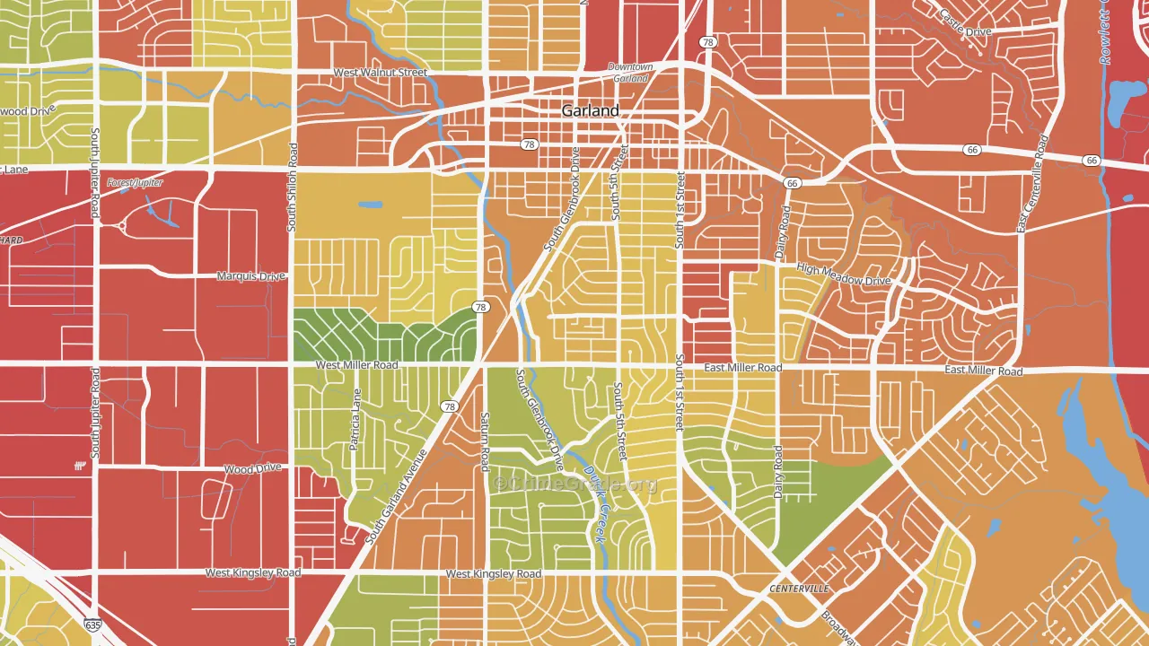 Chandler Heights, Garland, TX Map of Drug-Related Crime Rates