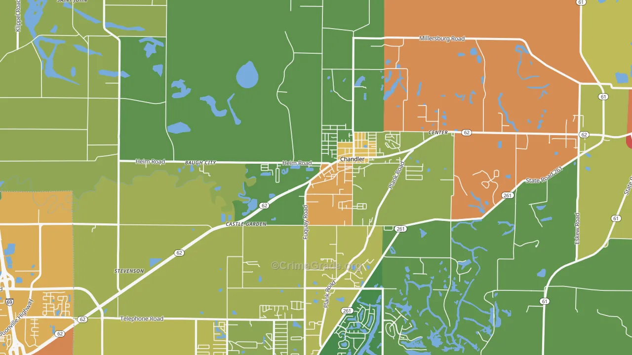 Chandler, IN Map of Drug-Related Crime Rates