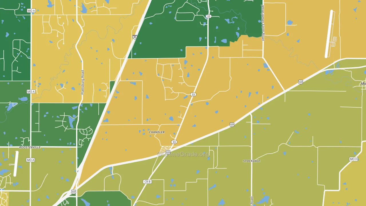 Chandler, MO Map of Drug-Related Crime Rates