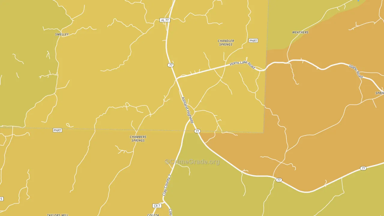 Chandler Springs, AL Map of Drug-Related Crime Rates
