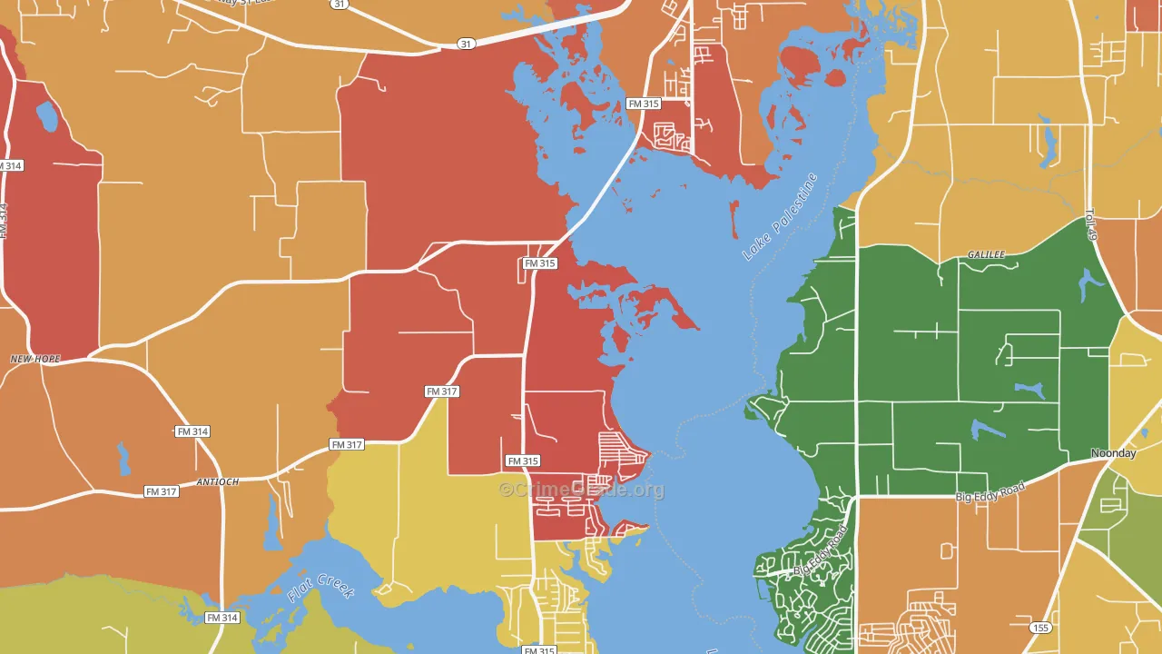 Chandler, TX Map of Drug-Related Crime Rates