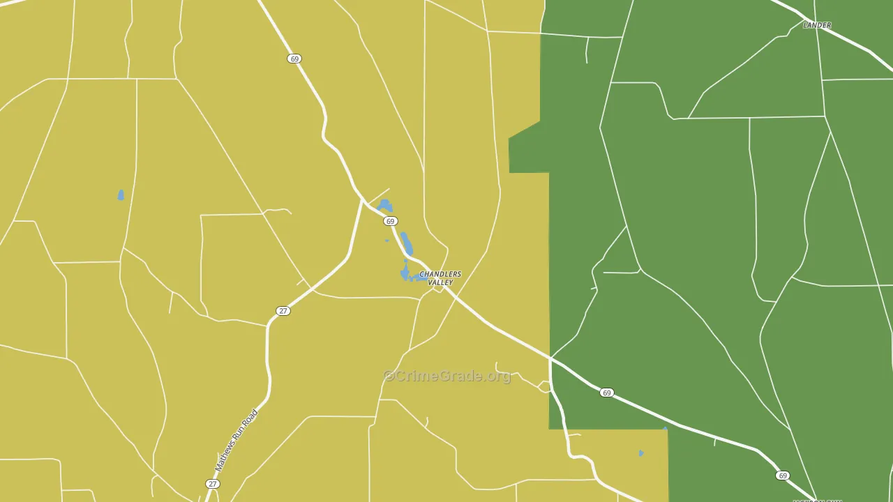 Chandlers Valley, PA Map of Drug-Related Crime Rates