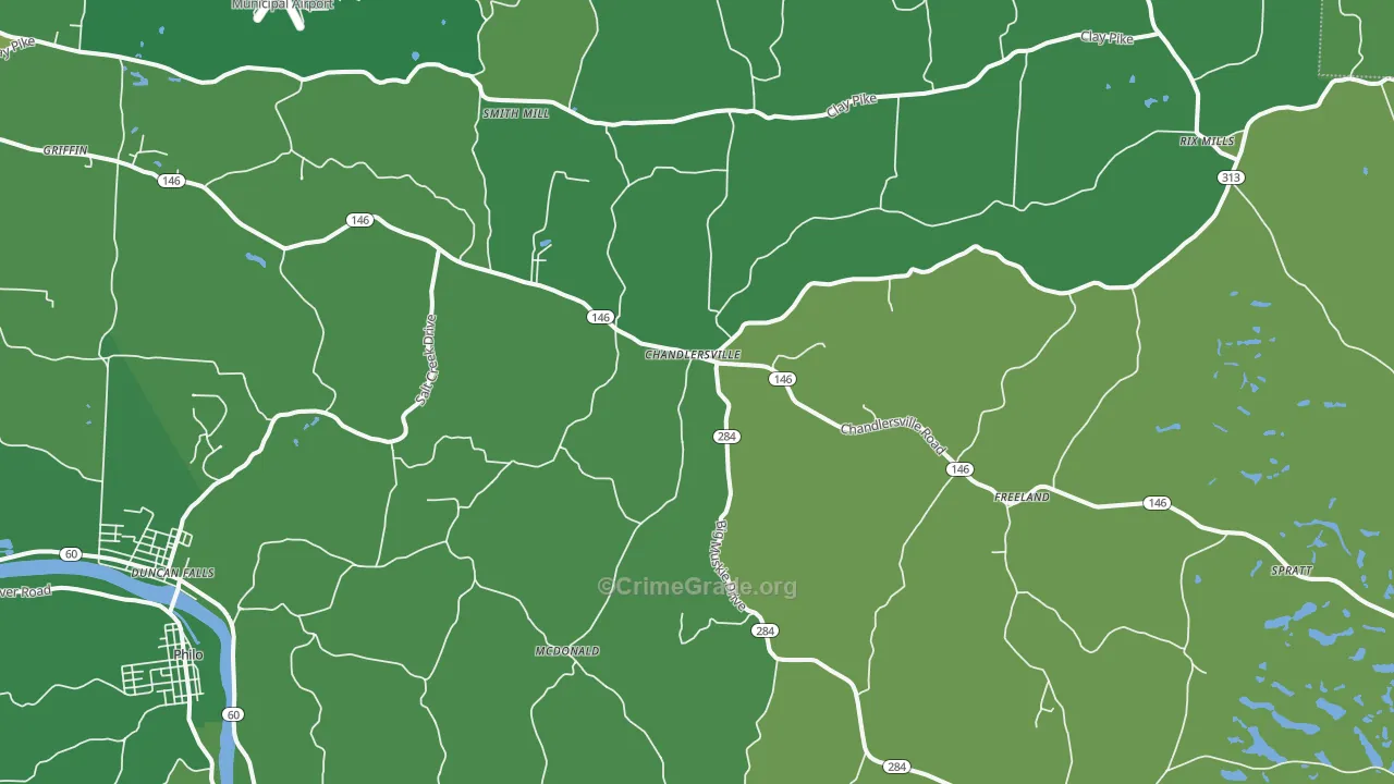 Chandlersville, OH Map of Drug-Related Crime Rates