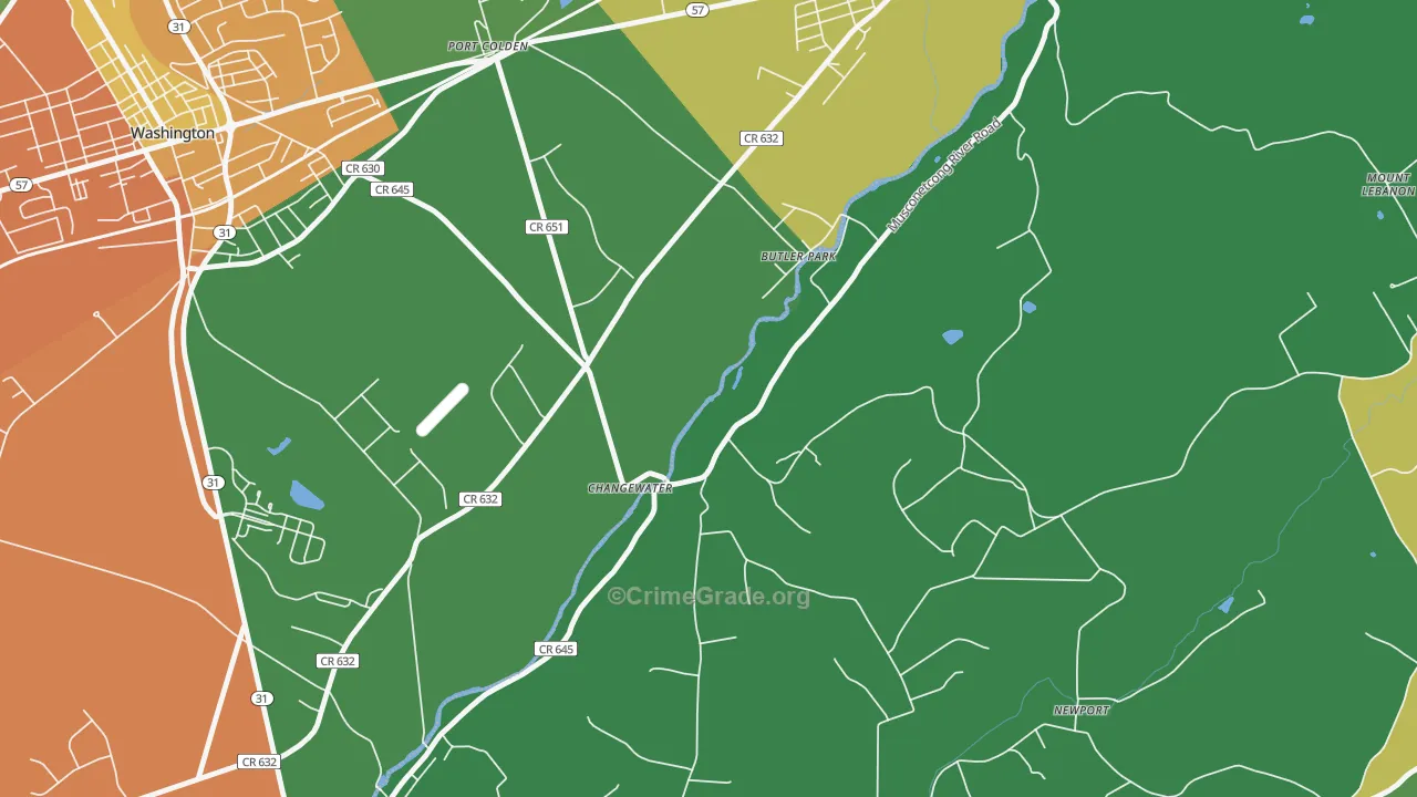 Changewater, NJ Map of Drug-Related Crime Rates