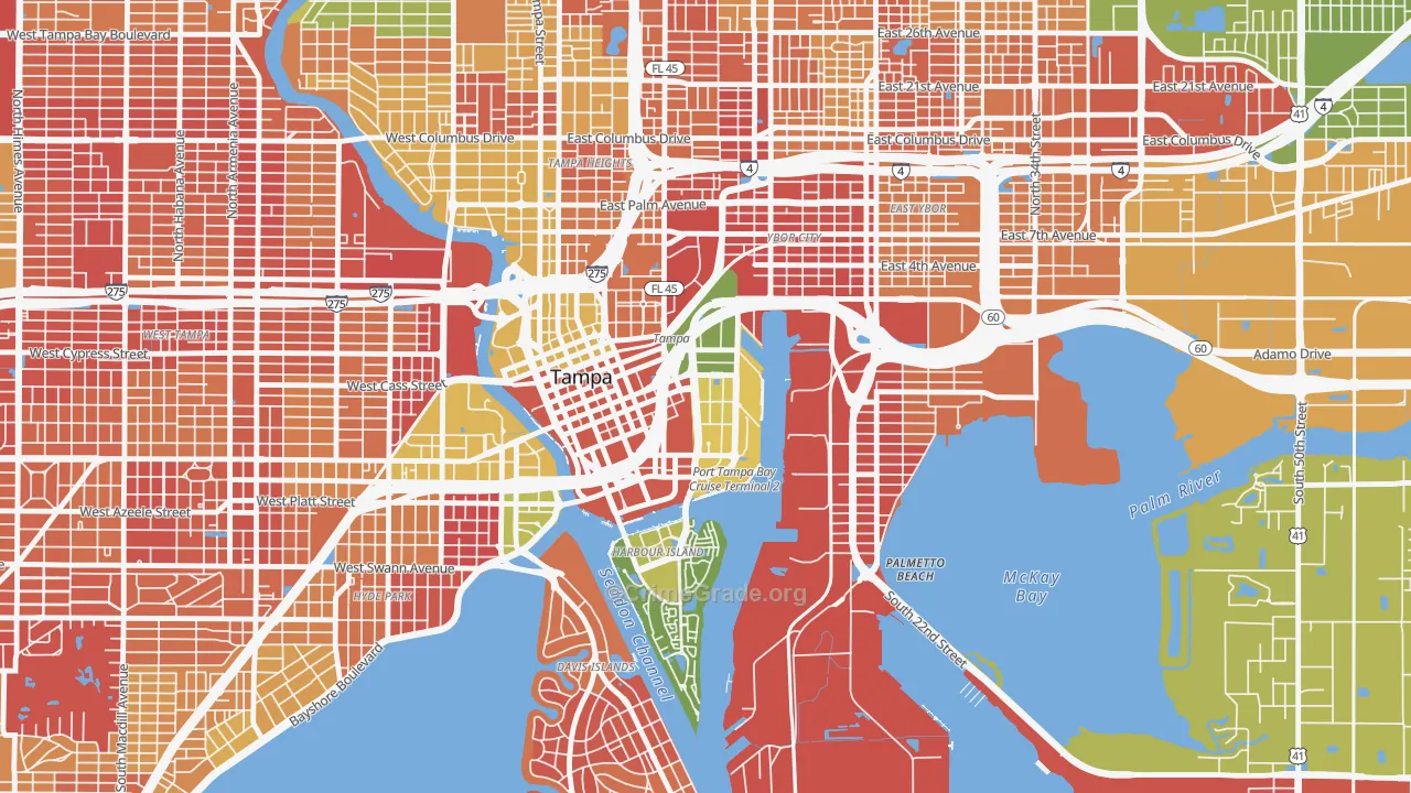 Channelside, Tampa, FL Map of Drug-Related Crime Rates