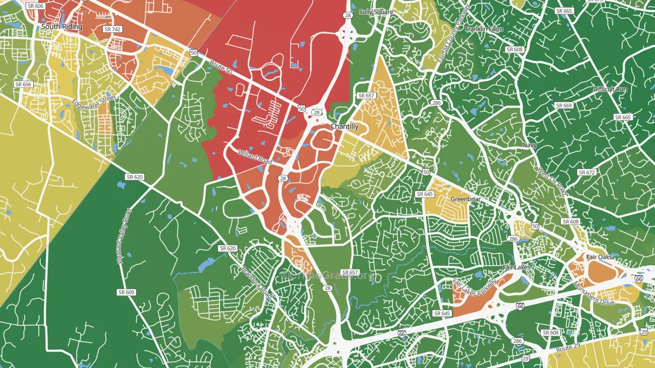 Chantilly, VA Map of Drug-Related Crime Rates