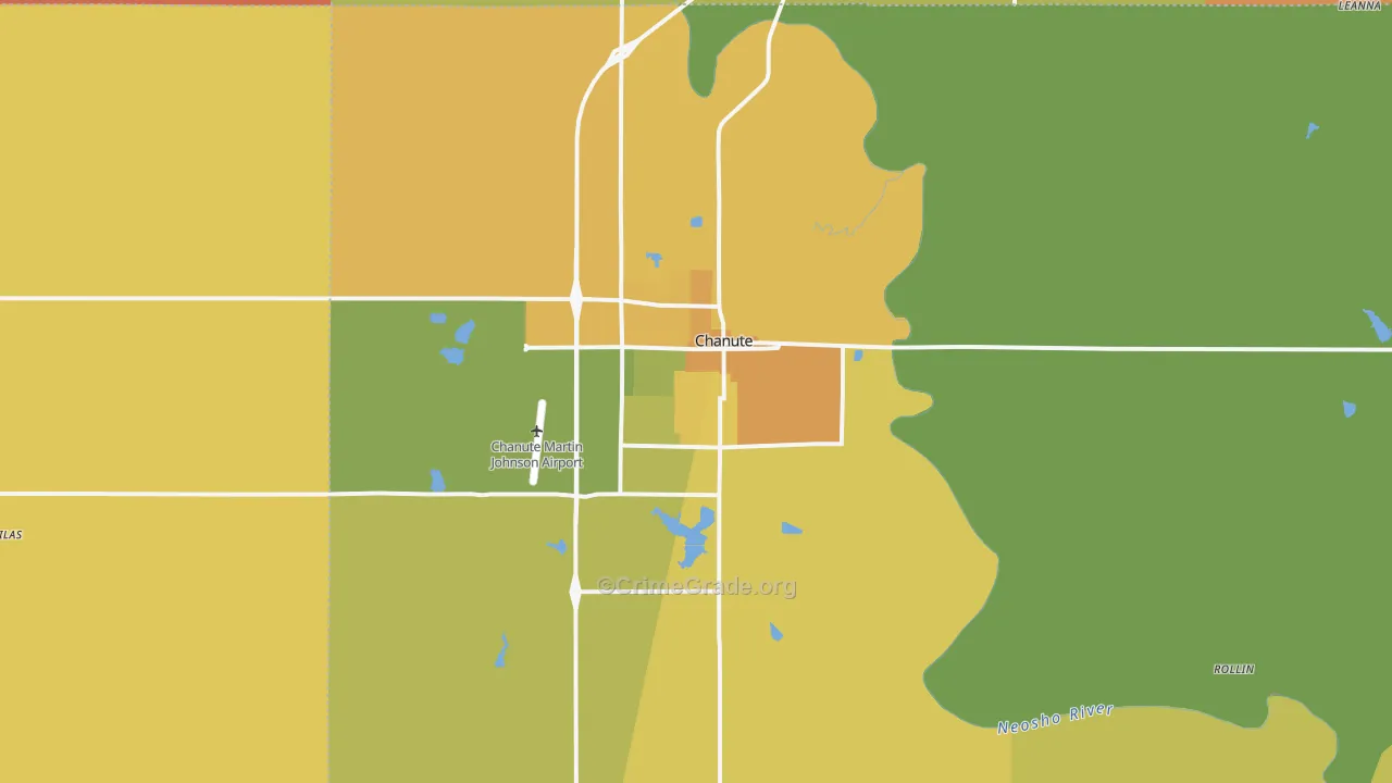Chanute, KS Map of Drug-Related Crime Rates