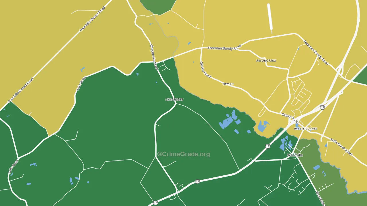 Chapanoke, NC Map of Drug-Related Crime Rates