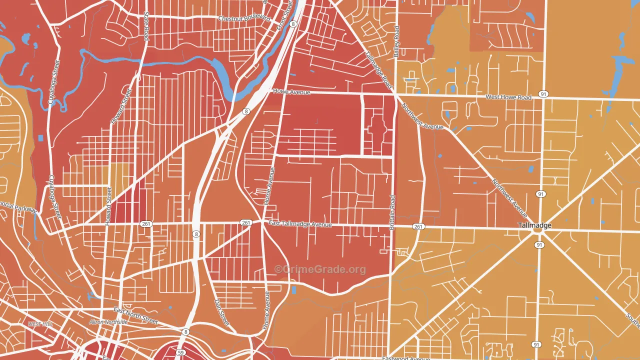 Chapel Hill, Akron, OH Map of Drug-Related Crime Rates