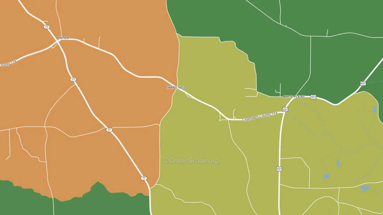 Chapel Hill, AL Map of Drug-Related Crime Rates