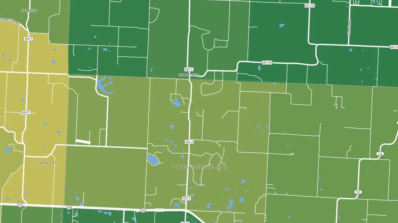 Chapel Hill, MO Map of Drug-Related Crime Rates