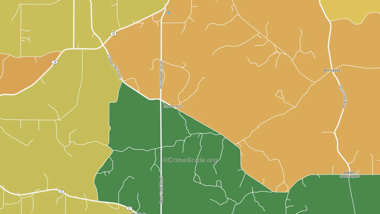 Chapel Hill, MS Map of Drug-Related Crime Rates