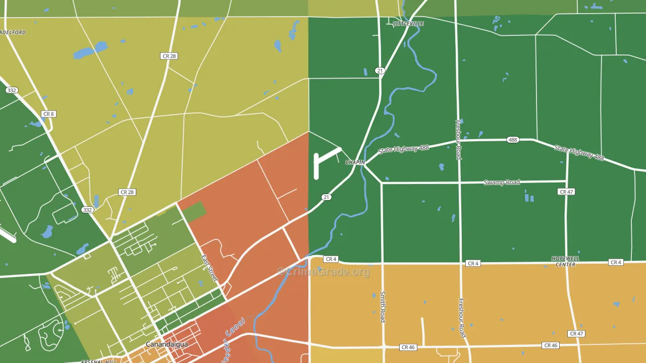 Chapin, NY Map of Drug-Related Crime Rates