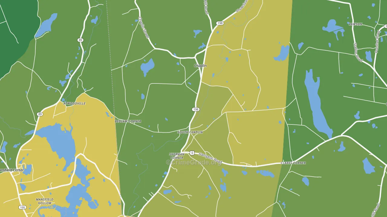 Chaplin, CT Map of Drug-Related Crime Rates