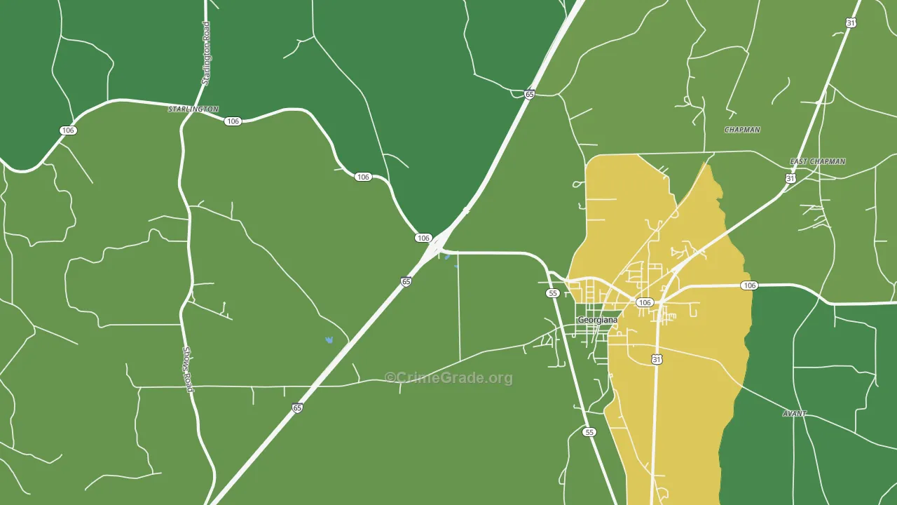 Chapman, AL Map of Drug-Related Crime Rates