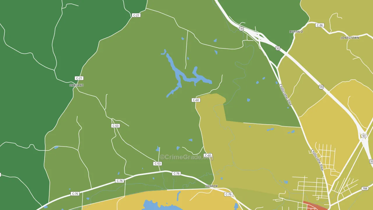Chapmans, OH Map of Drug-Related Crime Rates