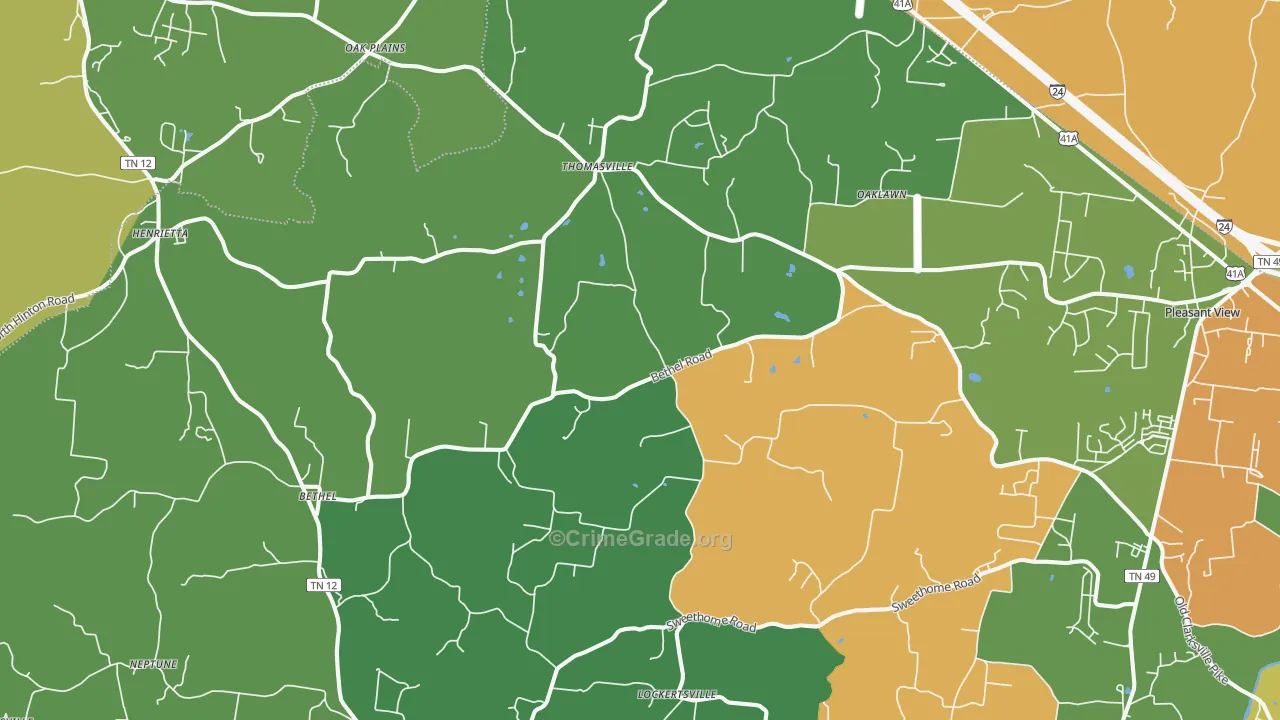 Chapmansboro, TN Map of Drug-Related Crime Rates