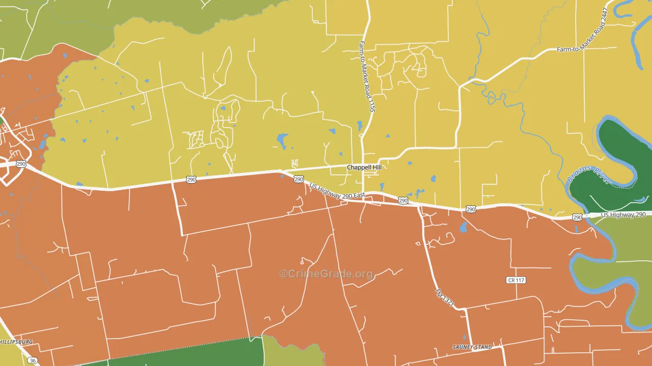 Chappell Hill, TX Map of Drug-Related Crime Rates