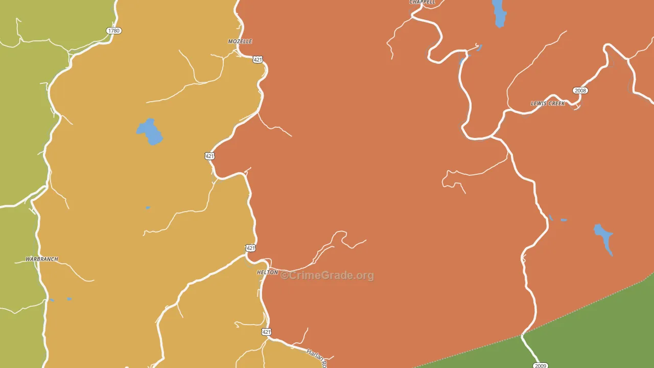 Chappell, KY Map of Drug-Related Crime Rates