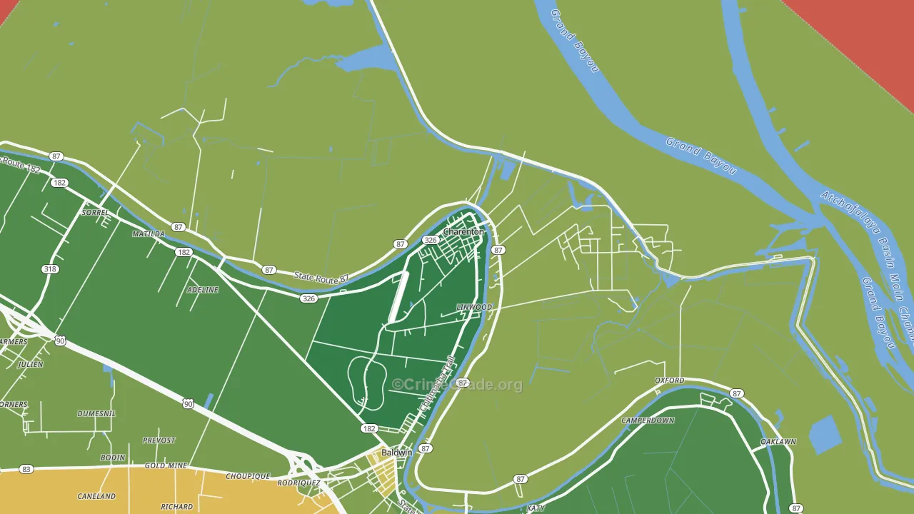 Charenton, LA Map of Drug-Related Crime Rates