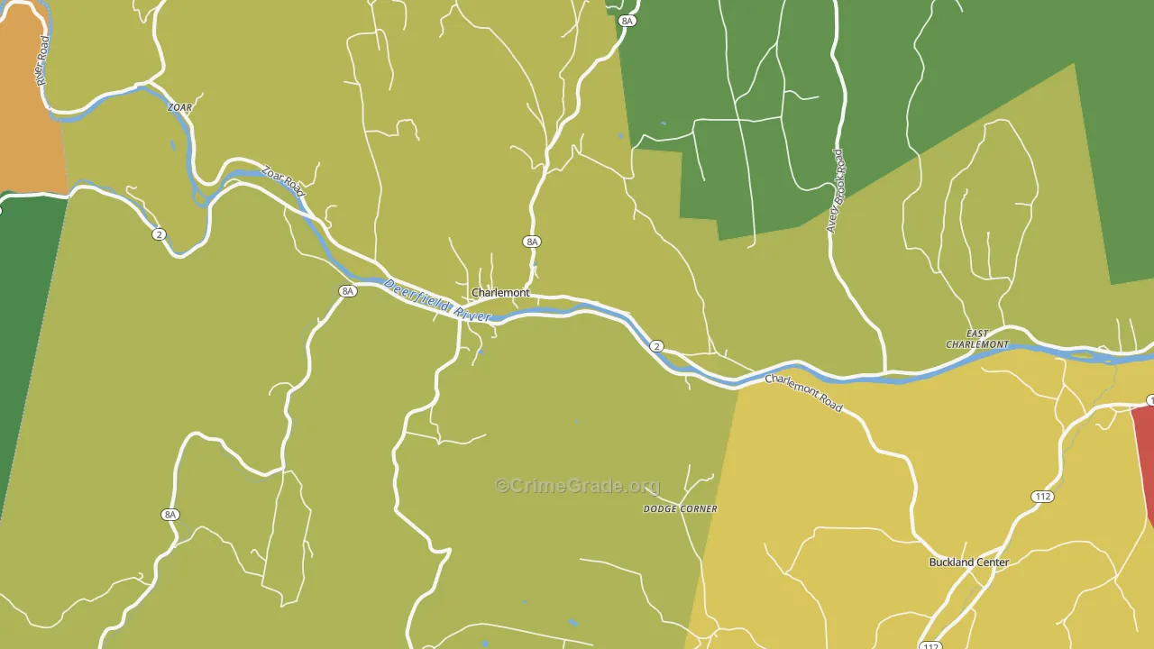 Charlemont, MA Map of Drug-Related Crime Rates