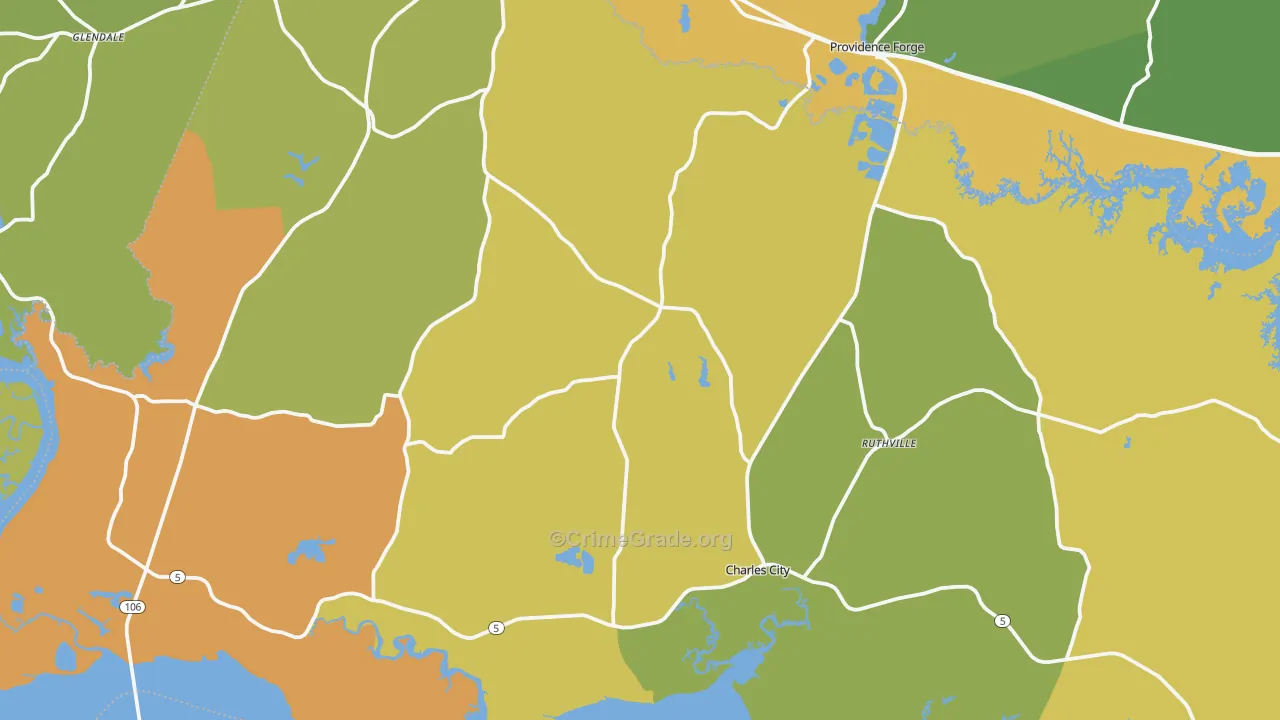 Charles City County, VA Map of Drug-Related Crime Rates