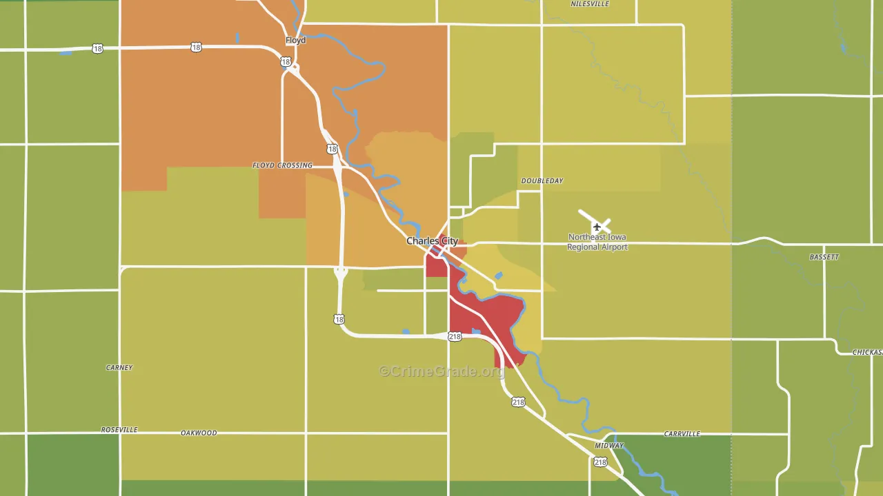 Charles City, IA Map of Drug-Related Crime Rates