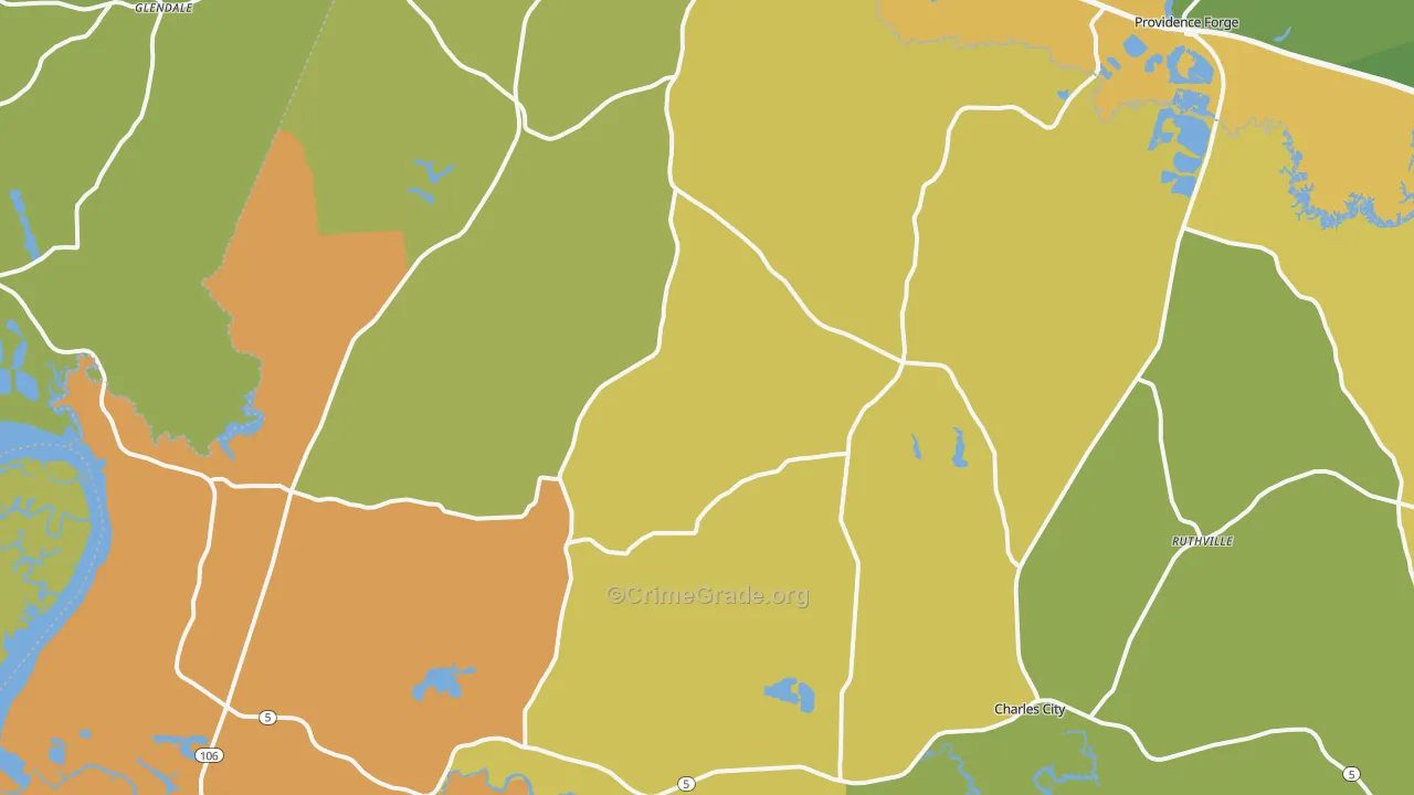 Charles City, VA Map of Drug-Related Crime Rates