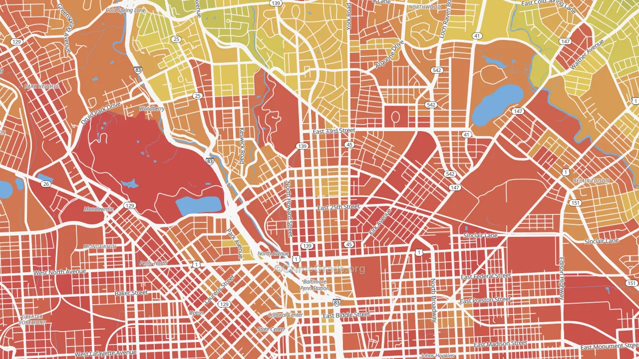 Charles Village, Baltimore, MD Map of Drug-Related Crime Rates