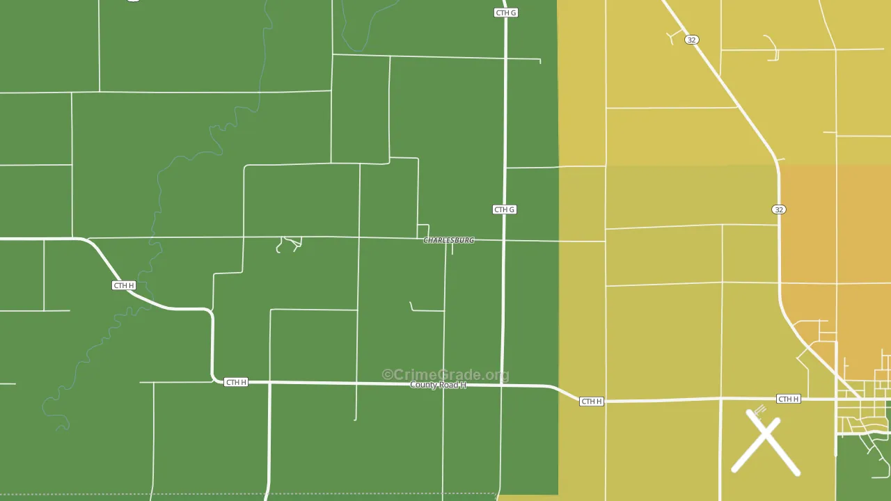 Charlesburg, WI Map of Drug-Related Crime Rates