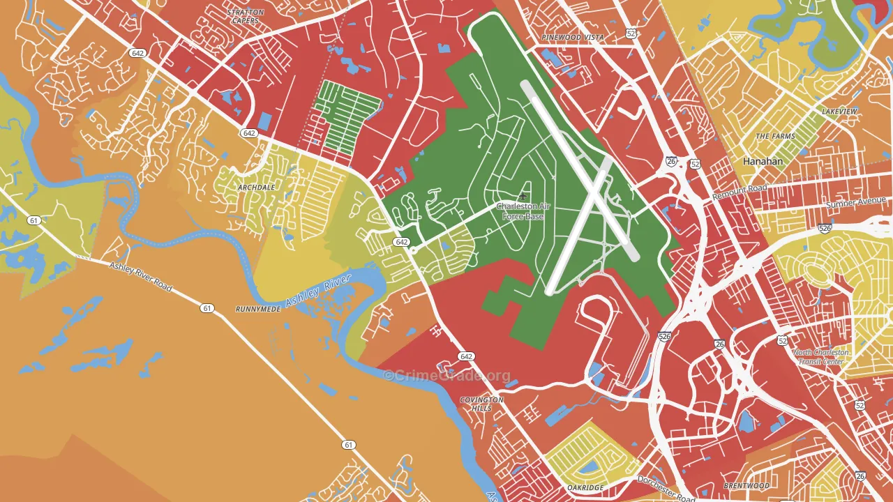 Charleston Afb, SC Map of Drug-Related Crime Rates