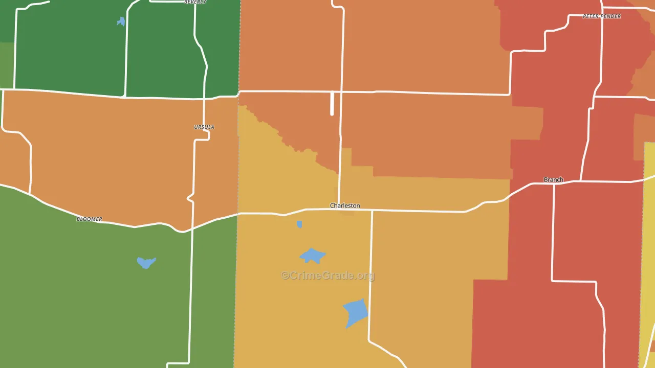 Charleston, AR Map of Drug-Related Crime Rates