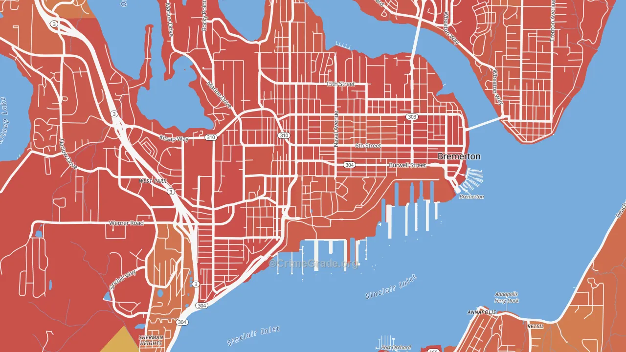 Charleston, Bremerton, WA Map of Drug-Related Crime Rates
