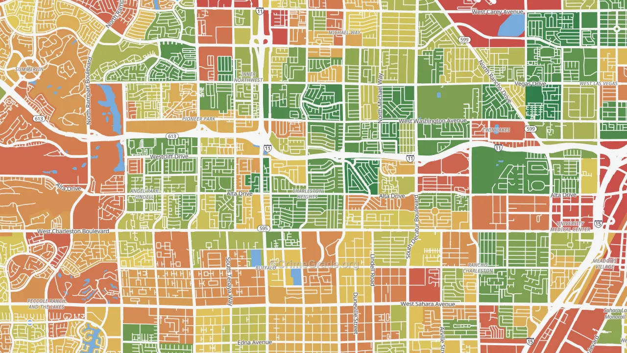 Charleston Heights, Las Vegas, NV Map of Drug-Related Crime Rates