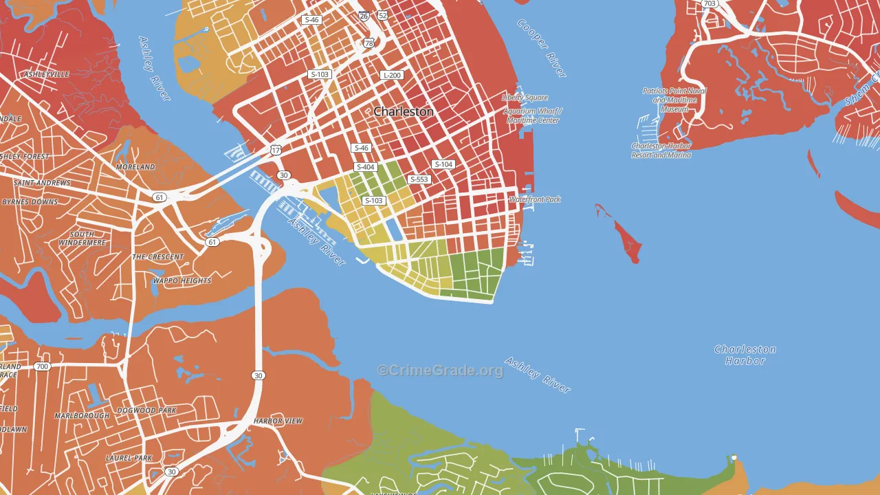 Charleston Historic District, Charleston, SC Map of Drug-Related Crime Rates