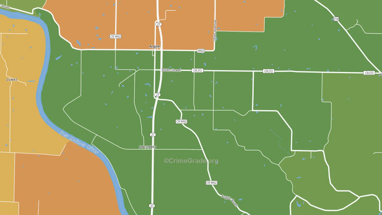 Charleston, IA Map of Drug-Related Crime Rates