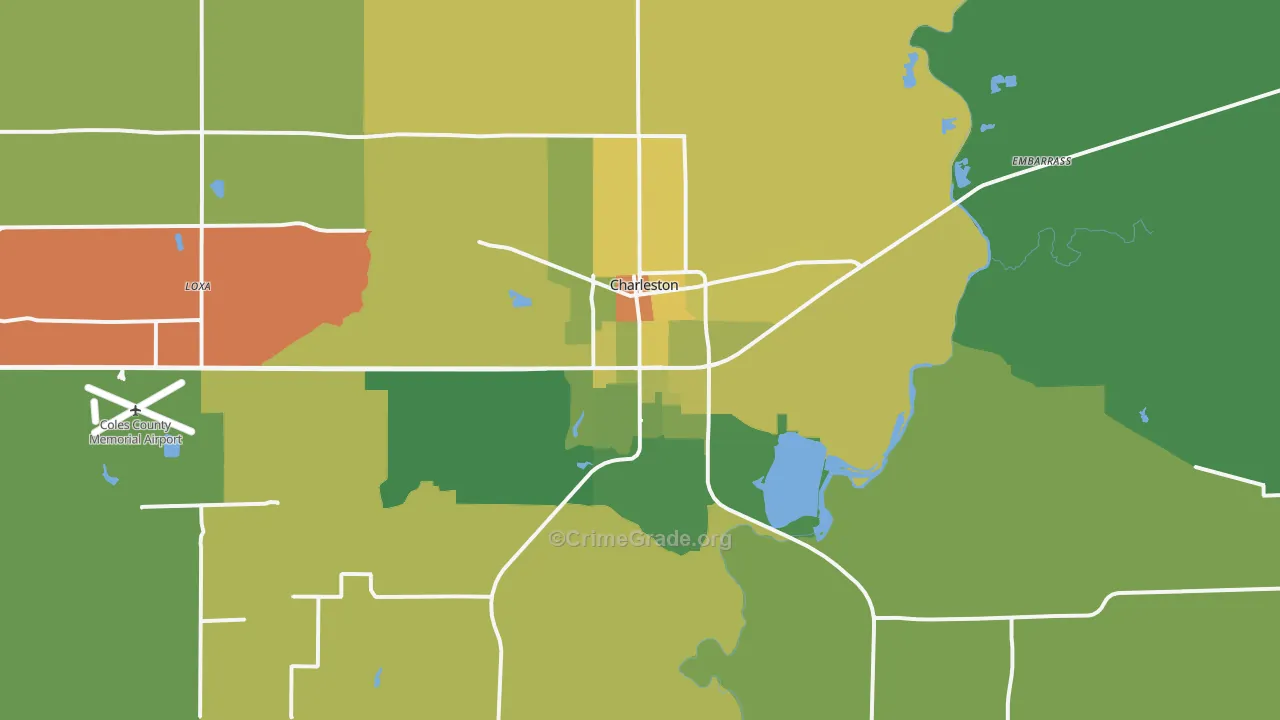 Charleston, IL Map of Drug-Related Crime Rates