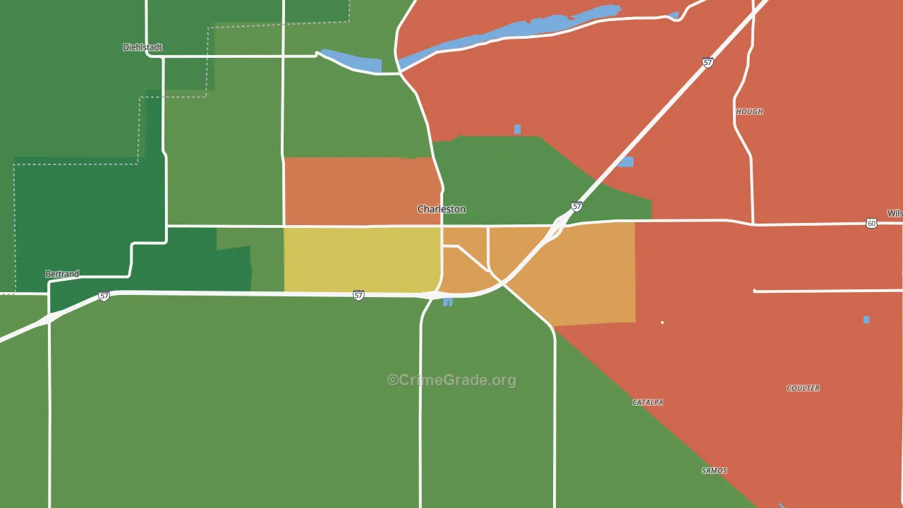 Charleston, MO Map of Drug-Related Crime Rates